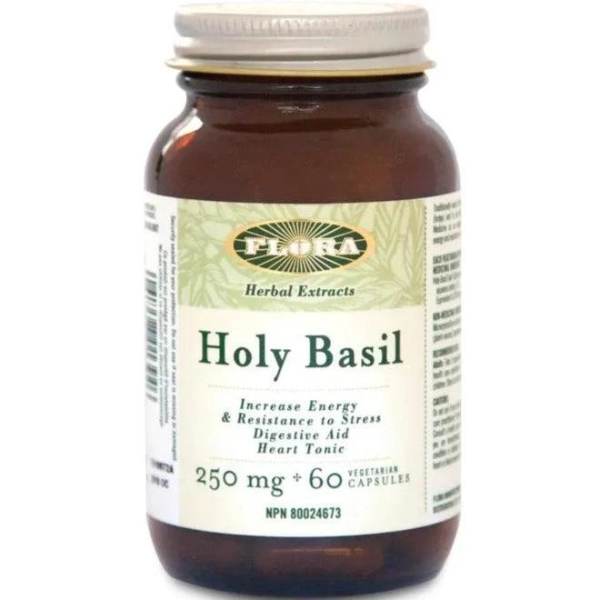 Flora Holy Basil 250mg 60 Veggie Caps - Organic Stress Relief & Immune Support Supplement for Daily Wellness & Ayurvedic Balance