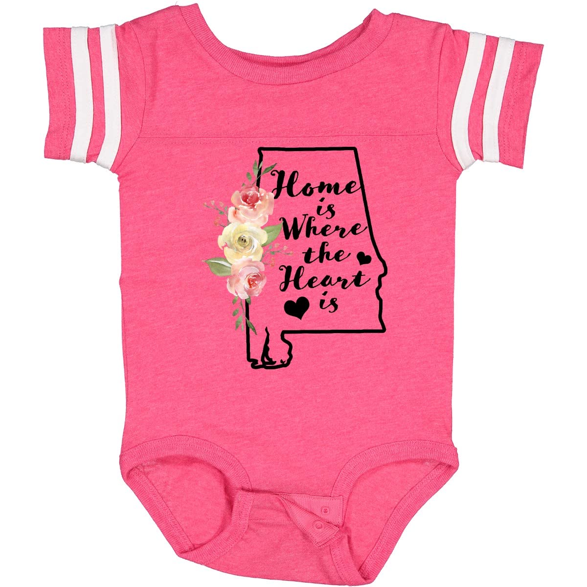 Inktastic Alabama 'Home is Where The Heart is' Watercolor Baby Bodysuit - Soft Cotton Onesie for Newborns & Infants - Perfect for Family Photos, Holidays & Southern-Themed Gifts
