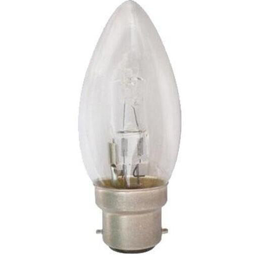 28W Equivalent to 40W Bayonet Base (BC) Clear Candle Energy Saving Halogen Bulbs - Perfect for Chandeliers, Wall Sconces & Decorative Lighting