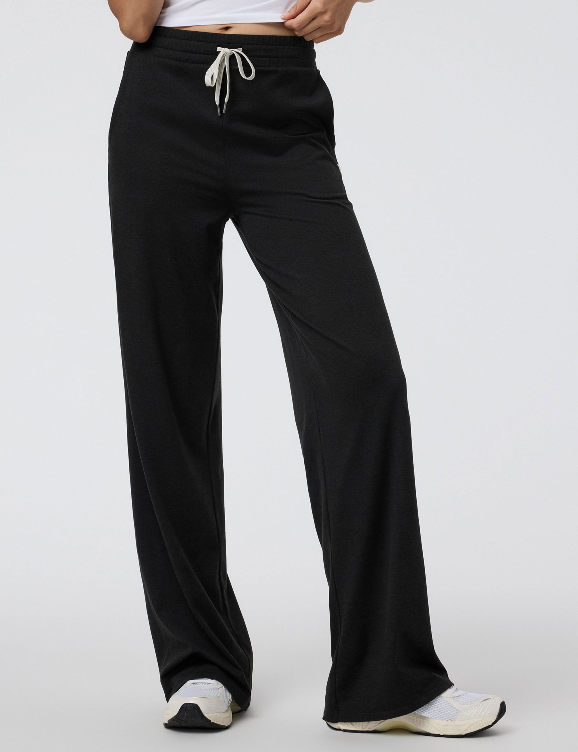 Halo Essential Wideleg Pants - Black Heather | Comfortable Women's Casual Trousers for Work, Travel & Everyday Wear