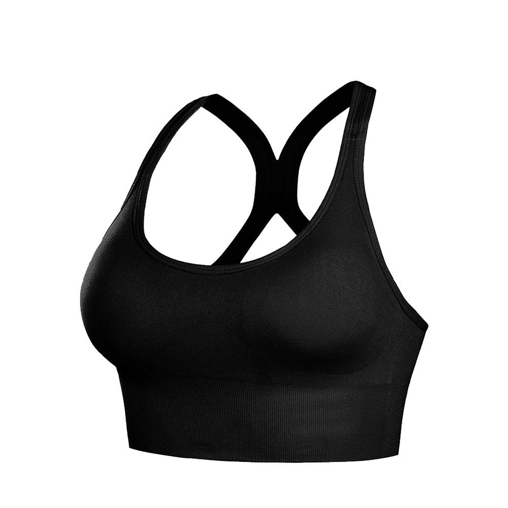 FUNZZY No Rims Sports Bra for Women - Breathable Workout Vest for Gym & Yoga (Black-XL)
