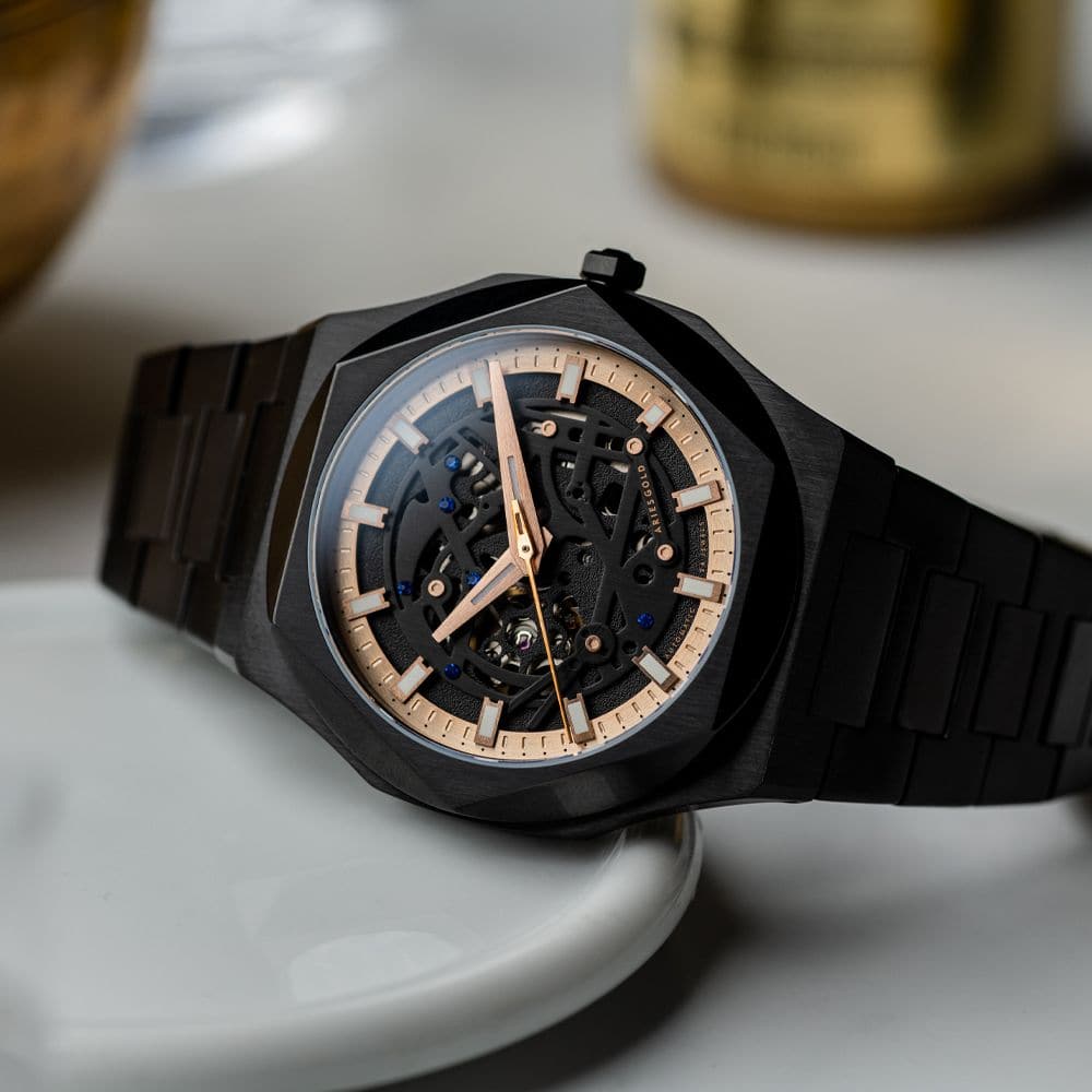 Aries Gold Voltamic Black Dial Men's Watch with Stainless Steel Strap - Model G 9031 BK BKRG | Stylish Dress Watch for Business, Formal Events & Everyday Wear