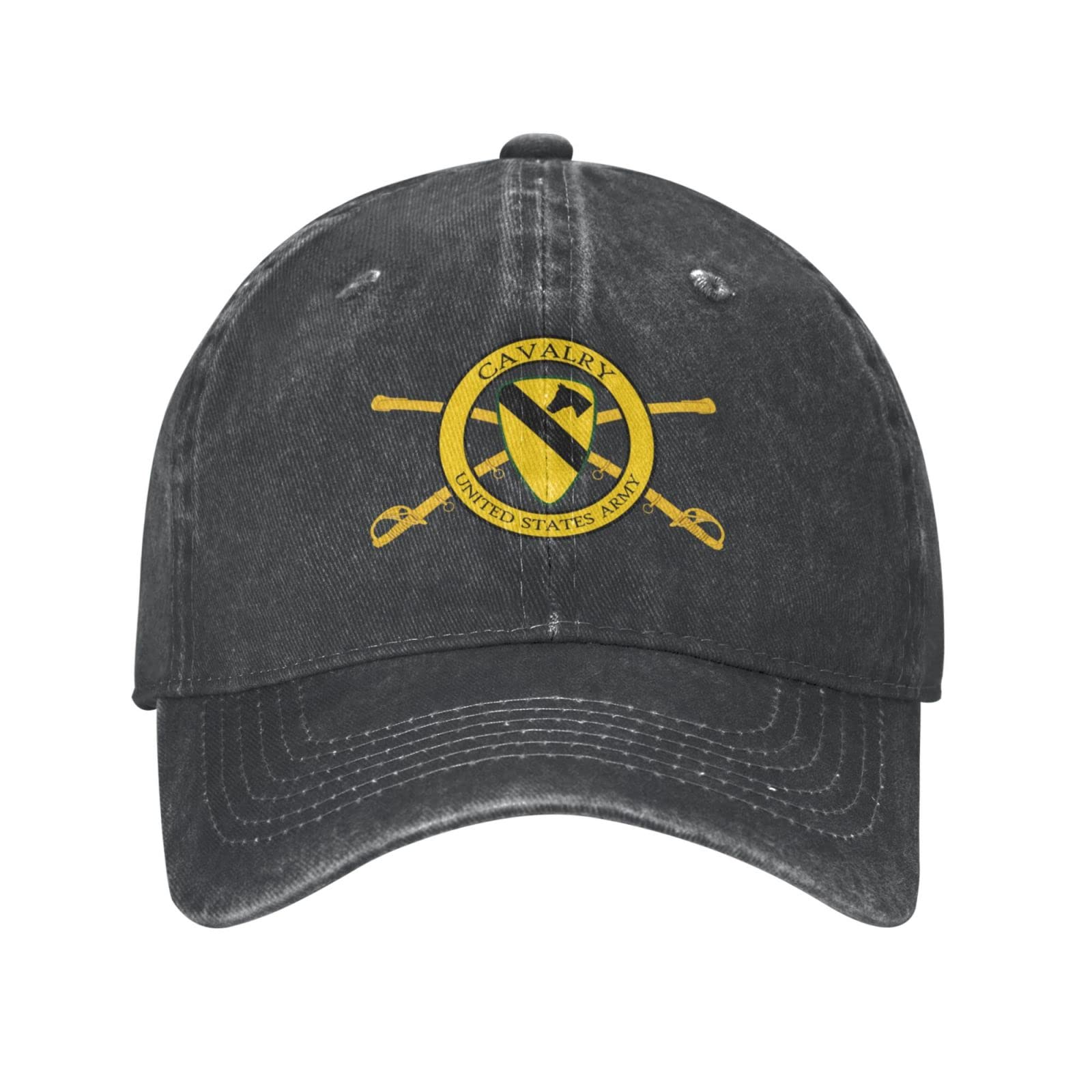 1st Cavalry Division Cross Saber Unisex Denim Baseball Cap - Military Style Adjustable Sandwich Hat for Men & Women - Perfect for Outdoor Activities, Sports & Casual Wear