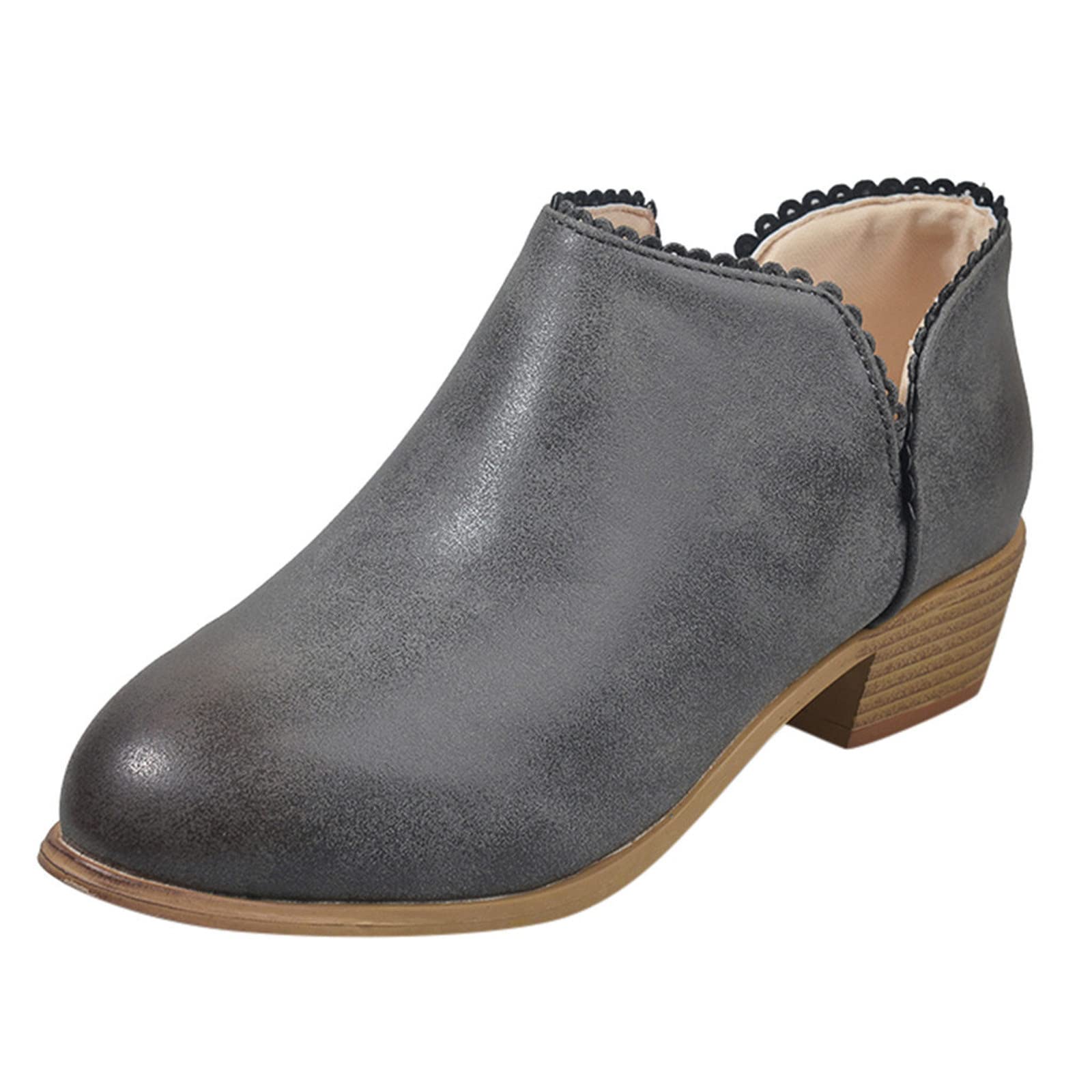 Women's Western Ankle Boots - Cute Wedge Heel Booties with Zipper, Cowgirl Dress Shoes for Hiking & Casual Wear | Perfect for Country Outfits, Date Nights & Outdoor Adventures