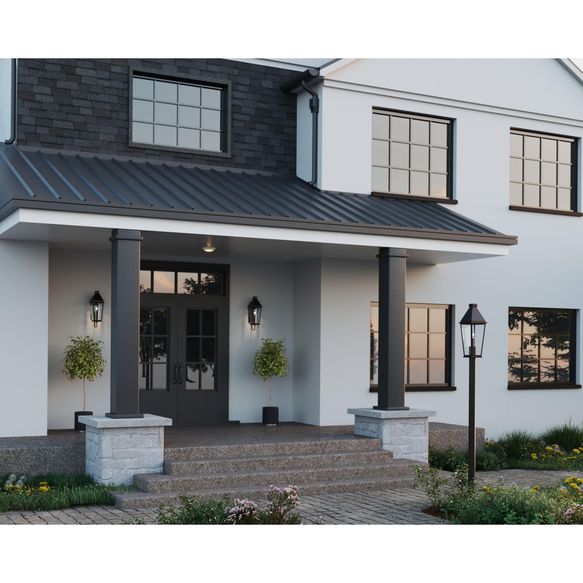 Richmond Hill Collection Clear Glass Outdoor Wall Lantern - Medium Size, Weather-Resistant for Porch, Patio, Garden & Entryway Lighting