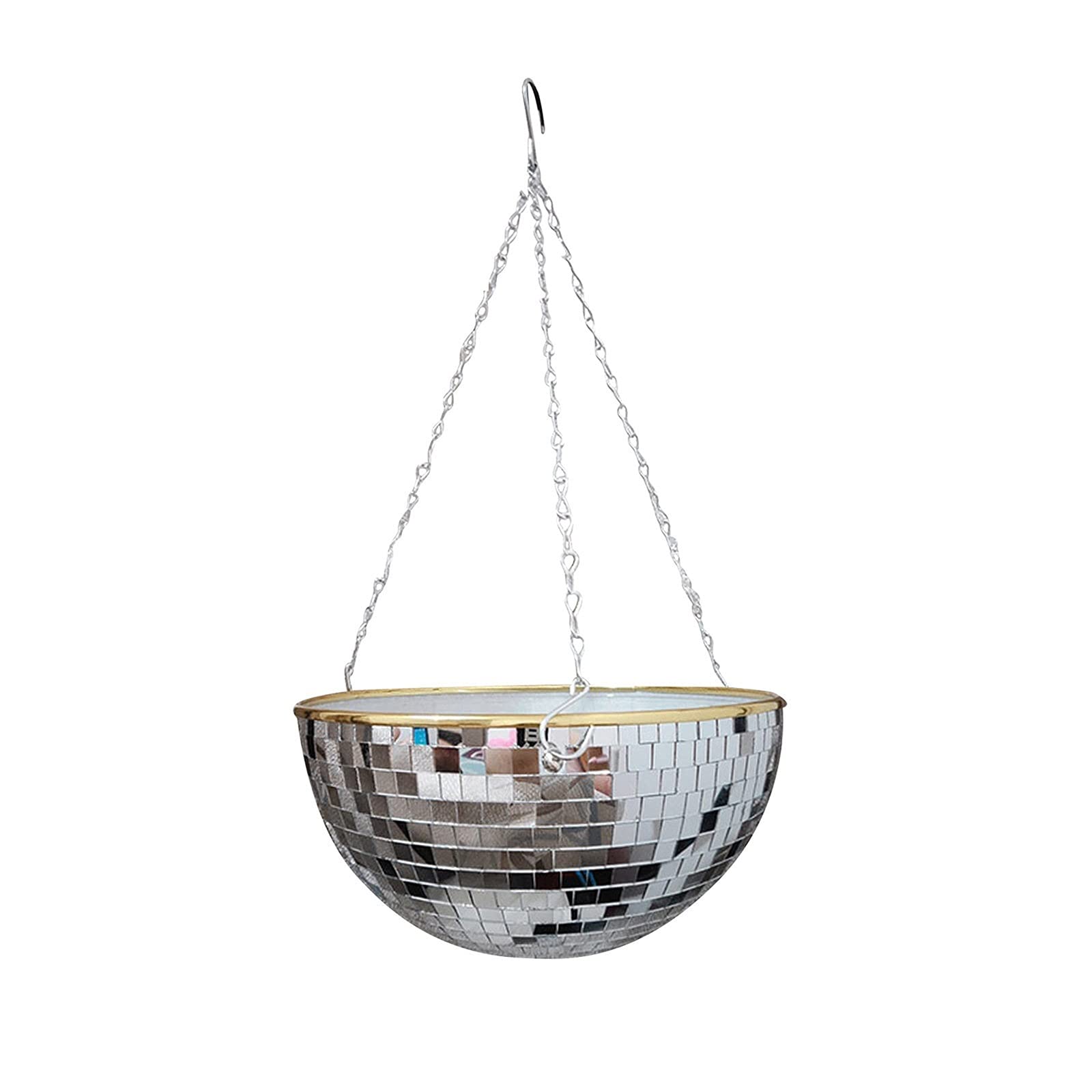 Disco Ball Hanging Planter - 25cm Globe Shape Wall Vase with Metal Chain, Flower Pot Basket for Indoor Plants | Perfect for Boho Home Decor, Living Room, Bedroom & Balcony Hanging Garden Decorations