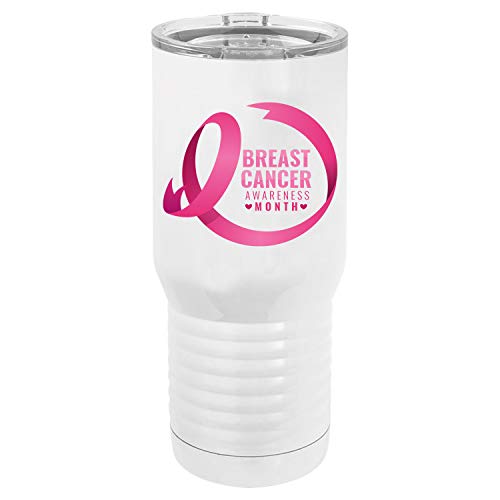 Pink Ribbon Breast Cancer Awareness Stainless Steel Tumbler - 20oz Insulated Travel Mug for Hot & Cold Drinks - Perfect for Commuting, Work, Gym & Outdoor Activities