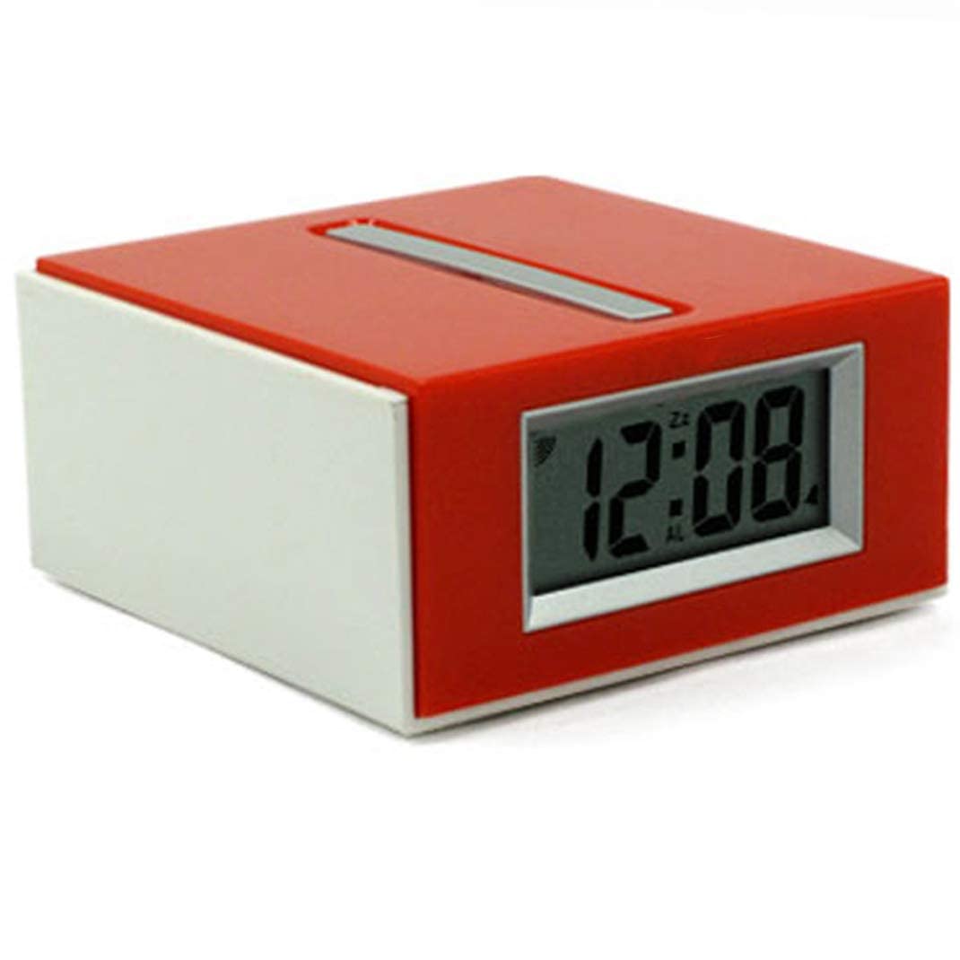 LED HD Digital LCD Electronic Alarm Clock with Snooze - White & Red | Bedside Table Clock for Bedroom, Office, Student Desk | Perfect for Home, Dorm, Travel & Nightstand Use