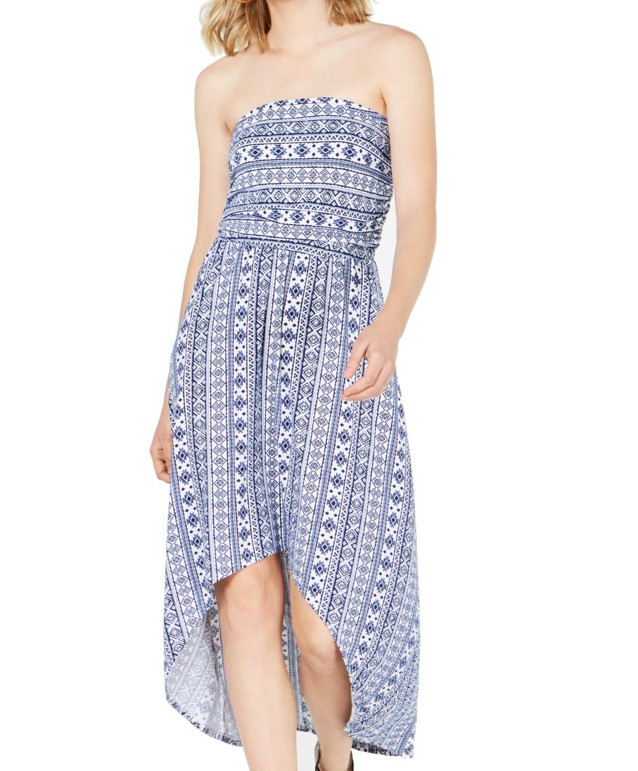 Ultra Flirt Women's Blue Printed Sleeveless Maxi Hi-Lo Dress - XXS Juniors Size | Beach Cover Up, Summer Party, Boho Chic Outfit