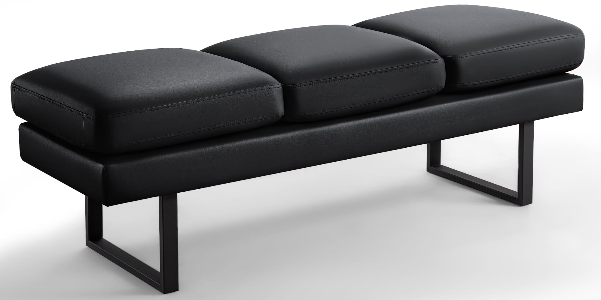 3-Seat Faux Leather Waiting Room Bench - Upholstered Office Reception Chair for Salon, Lobby, Conference Room & Shop - Durable Guest Seating Solution (Black) | Perfect for Clinics, Hotels & Commercial Spaces