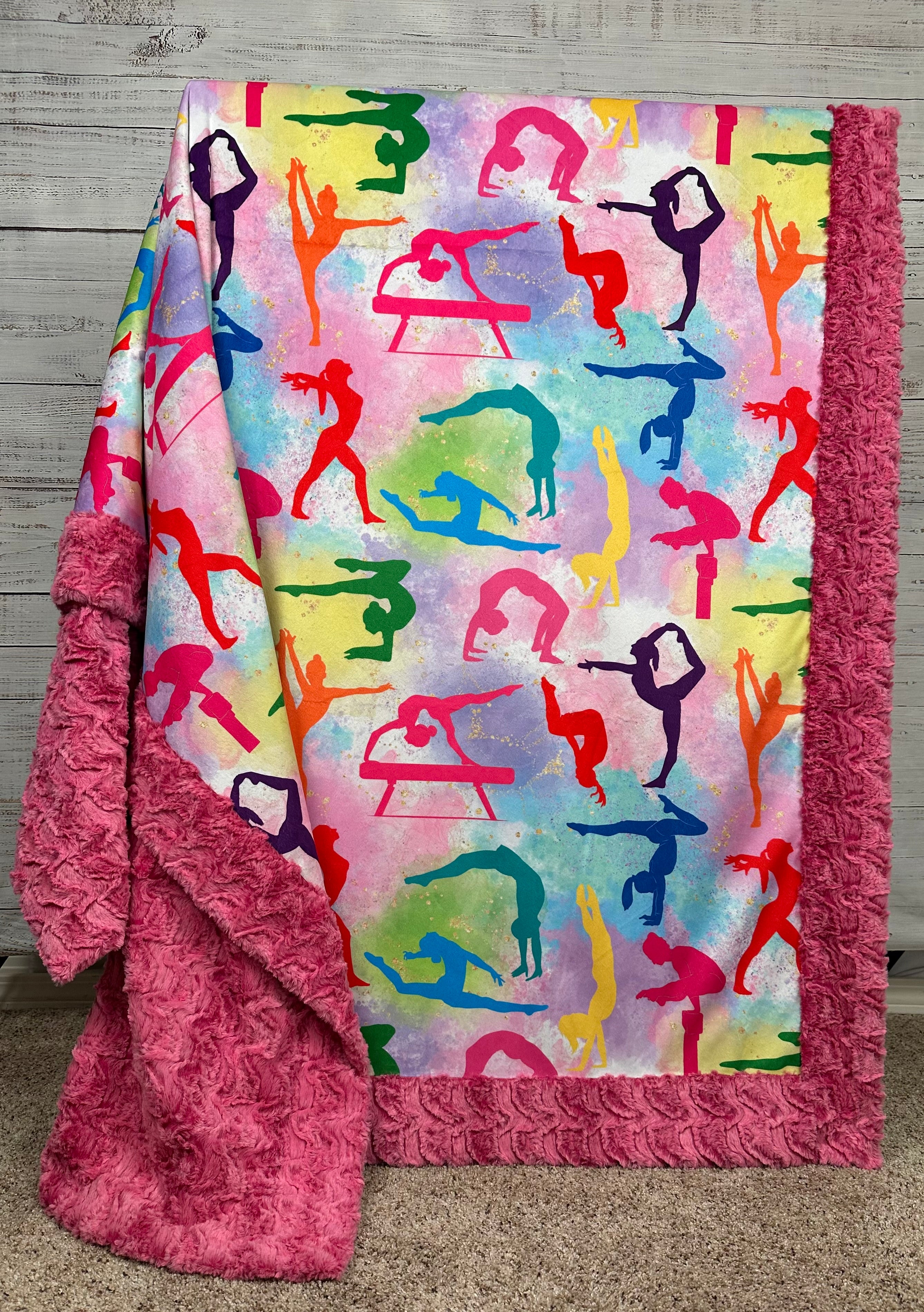 Paloma Pink Luxe Large 55x79 Minky Blanket for Gymnastics - Soft & Cozy Throw Blanket for Training, Competitions, and Home Comfort