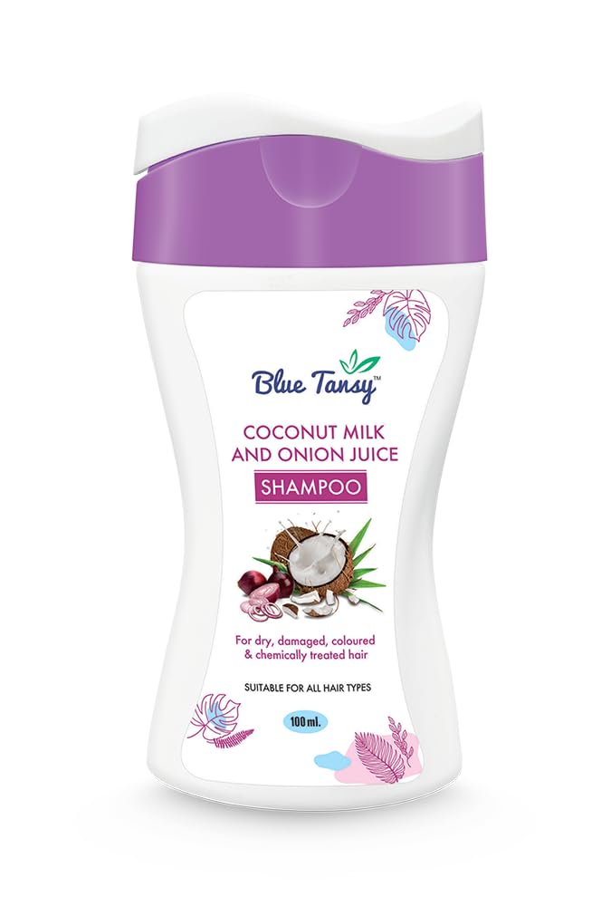 Blue Tansy Coconut Milk & Onion Juice Shampoo 100ml - Natural Hair Growth Treatment for Thinning Hair - Perfect for Daily Use & Scalp Care