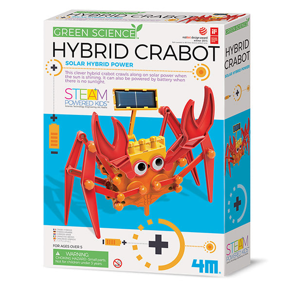 4M Green Science Hybrid Crabot - Solar & Battery Powered DIY Robot Kit for Kids - STEM Educational Toy for Science Projects & Outdoor Play