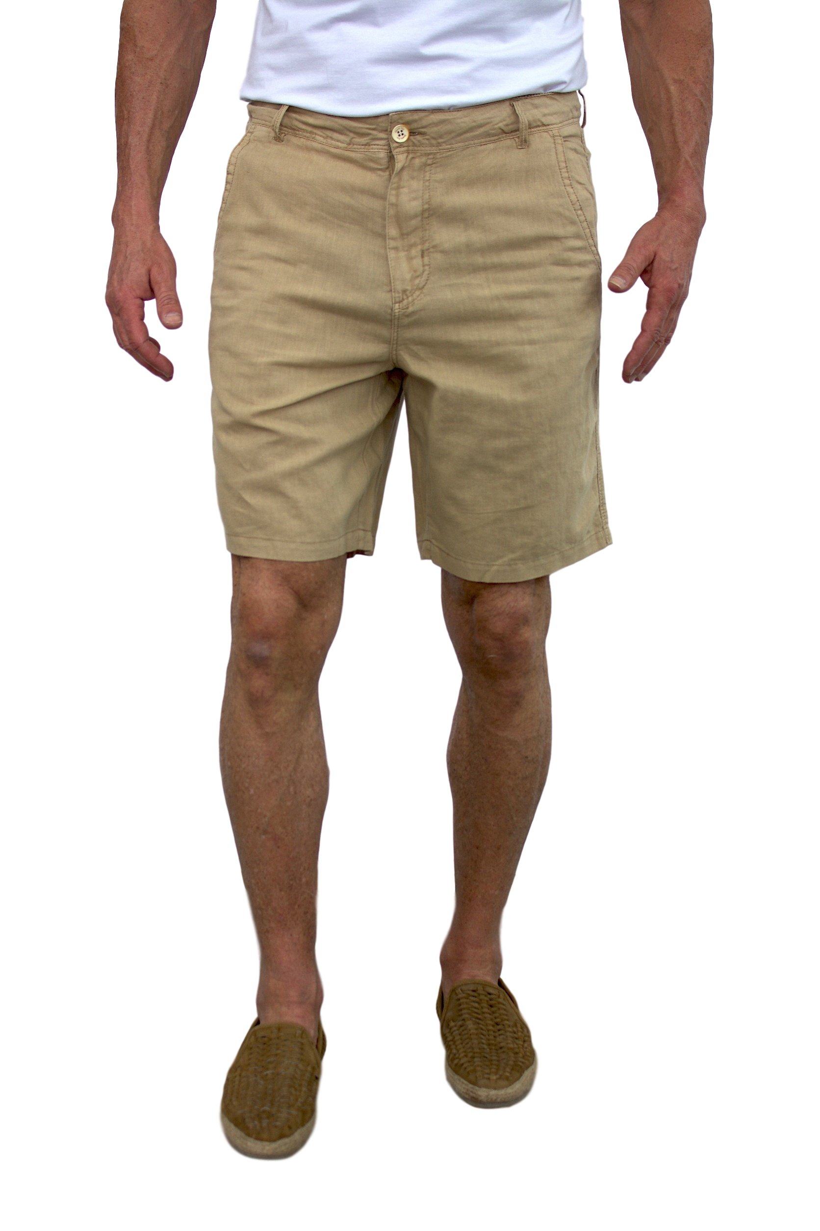 Men's Linen Shorts - Flat Front Walking Shorts with Short Fin Design | Comfortable Casual Summer Shorts for Outdoor Activities, Travel & Beach
