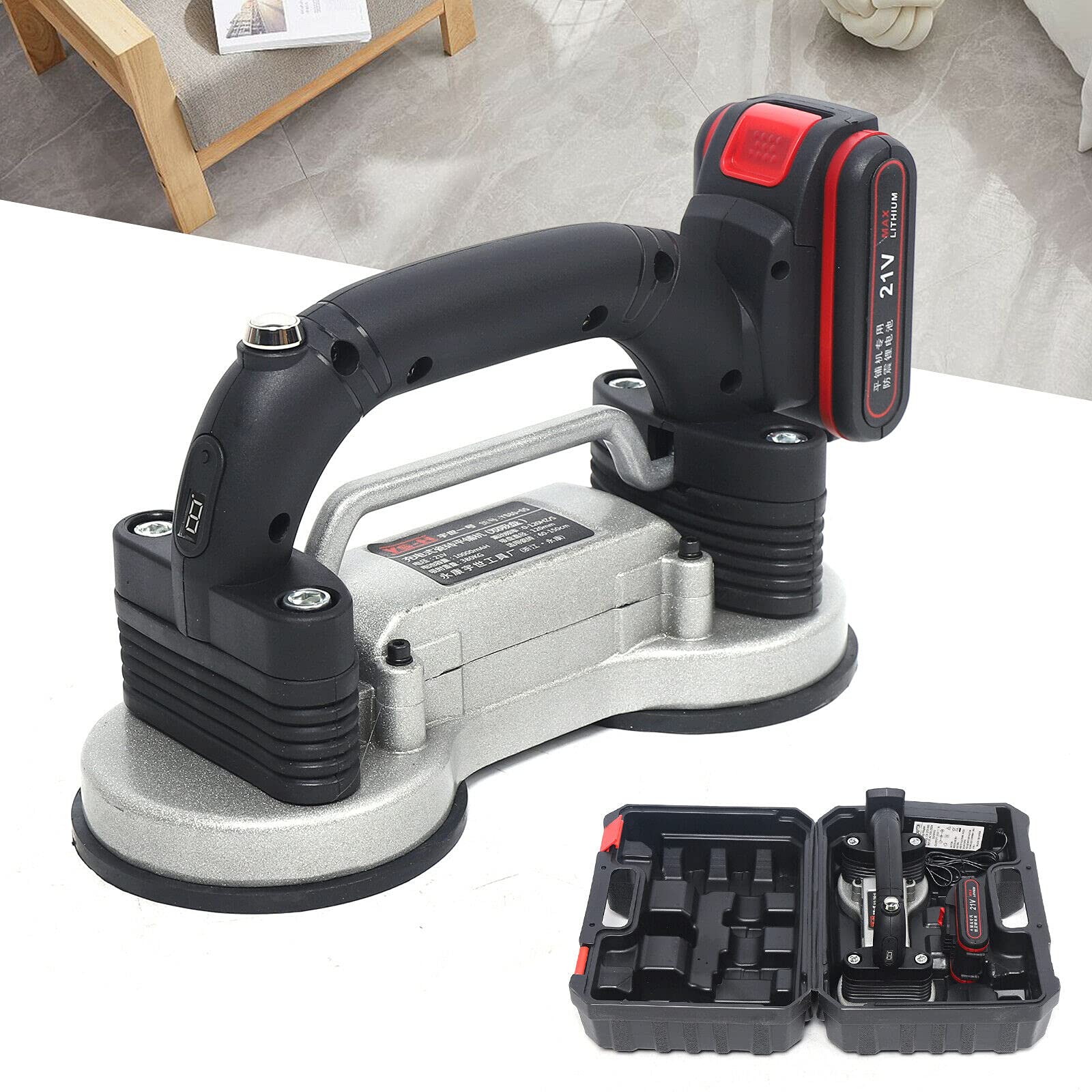 Portable Tile Leveling Machine - Handheld Automatic Tile Leveler with Double Aluminum Suction Cups, 6-Speed Adjustment, 110V - Perfect for DIY Home Renovation & Professional Tile Installation Projects