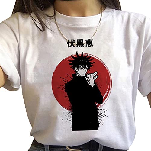 BAYAGIN Jujutsu Kaisen Anime T-Shirts - Satoru Gojo, Yuji Itadori, Megumi Fushiguro & Nobara Character Graphic Tees for Women & Girls | Cool Summer Cotton Shirts for Cosplay, Anime Conventions & Casual Wear