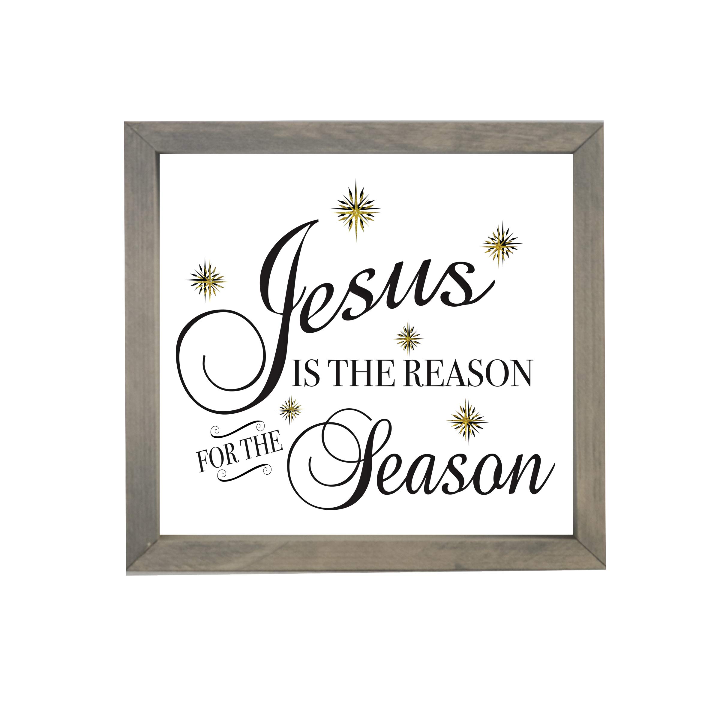 LifeSong Milestones Framed Christmas Shadow Box Decor - 11.5x11.5 Inch Grey Holiday Wall Art with 'Jesus is The Reason' Design | Perfect for Home Décor, Holiday Gifts & Nativity Scene Displays