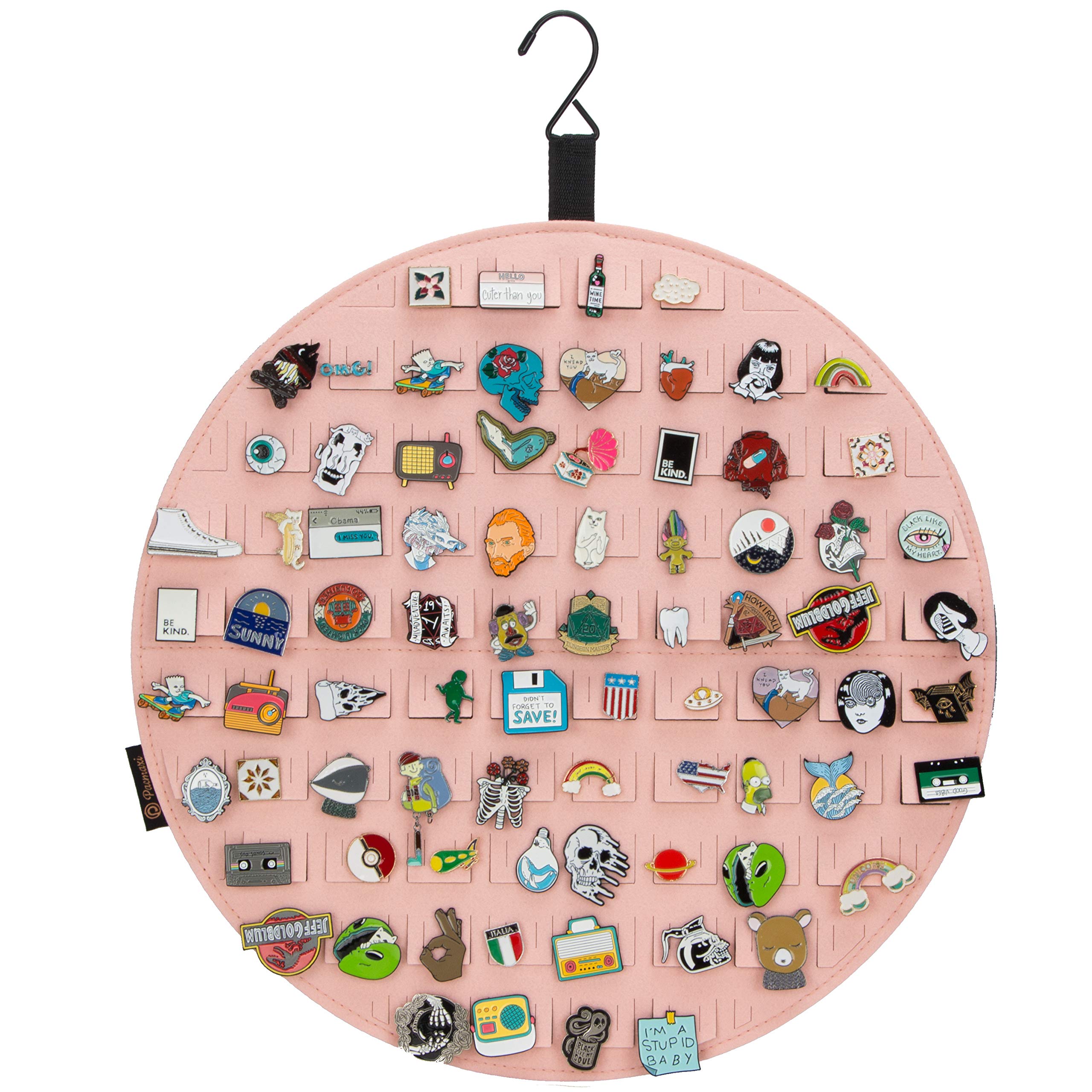 PACMAXI Hanging Brooch Pin Display Holder - Wall Mounted Jewelry Organizer for Badge Collections - Holds 76 Pins (Pins Not Included) - Perfect for Home Decor, Gift Shops & Collector Displays