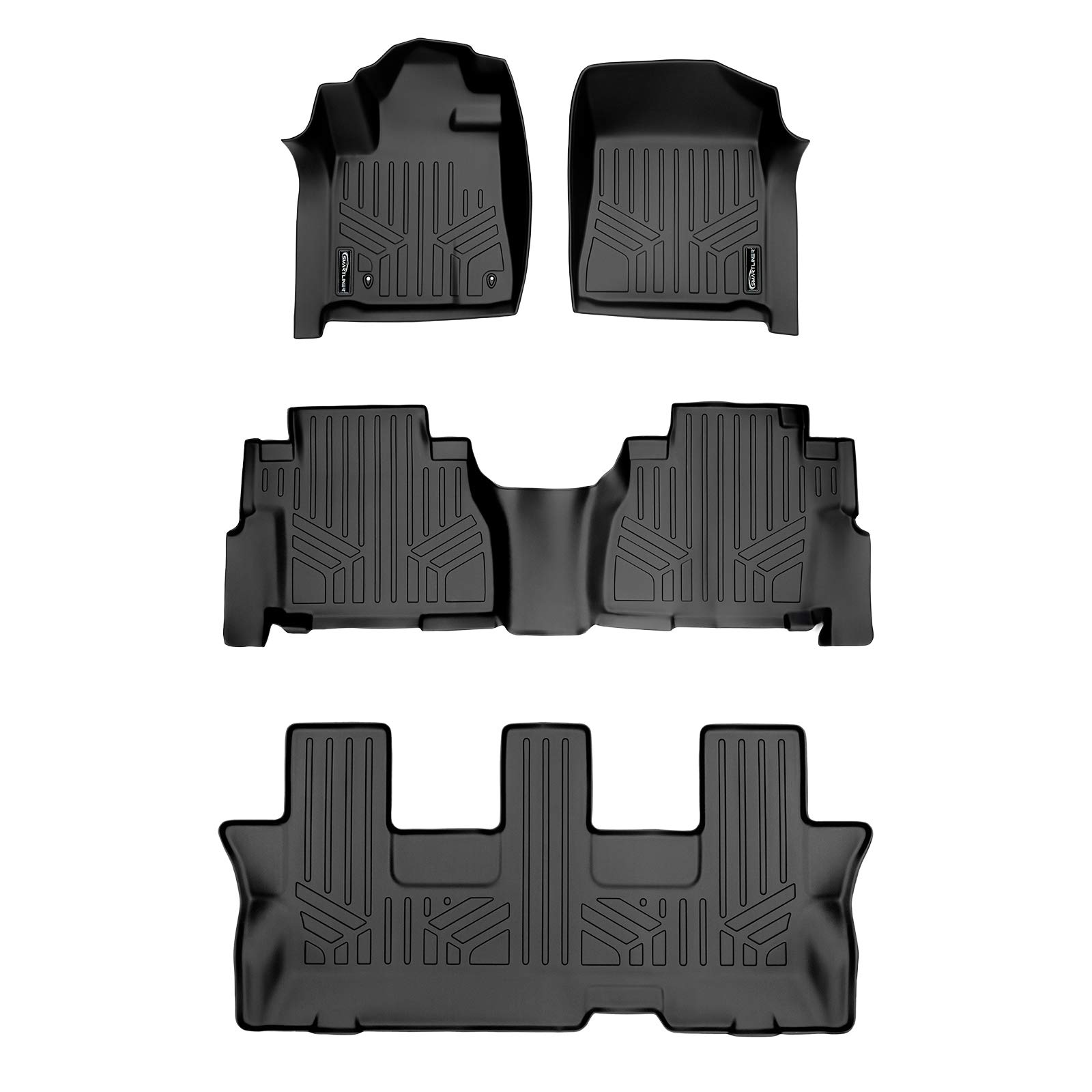 SMARTLINER Custom Fit All-Weather Floor Mats 3-Row Liner Set for 2008-2011 Toyota Sequoia with Bench Seats | Heavy Duty Black Car Mats | Perfect for Off-Road, Family Trips & Everyday Protection