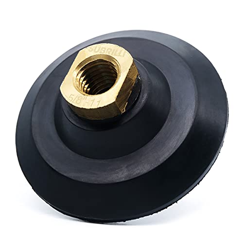 SUBRILLI 3 Inch Rubber Backer Pad - Hook and Loop Angle Grinder Accessory for Granite, Marble & Concrete Polishing - Perfect for Stone Countertops, Floor Restoration & DIY Projects