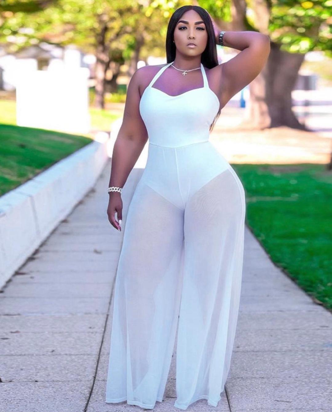 Chantel Sheer Wide Leg Jumpsuit for Women - Elegant White Romper with Flowy Design | Perfect for Summer Outfits, Beach Vacations & Date Nights