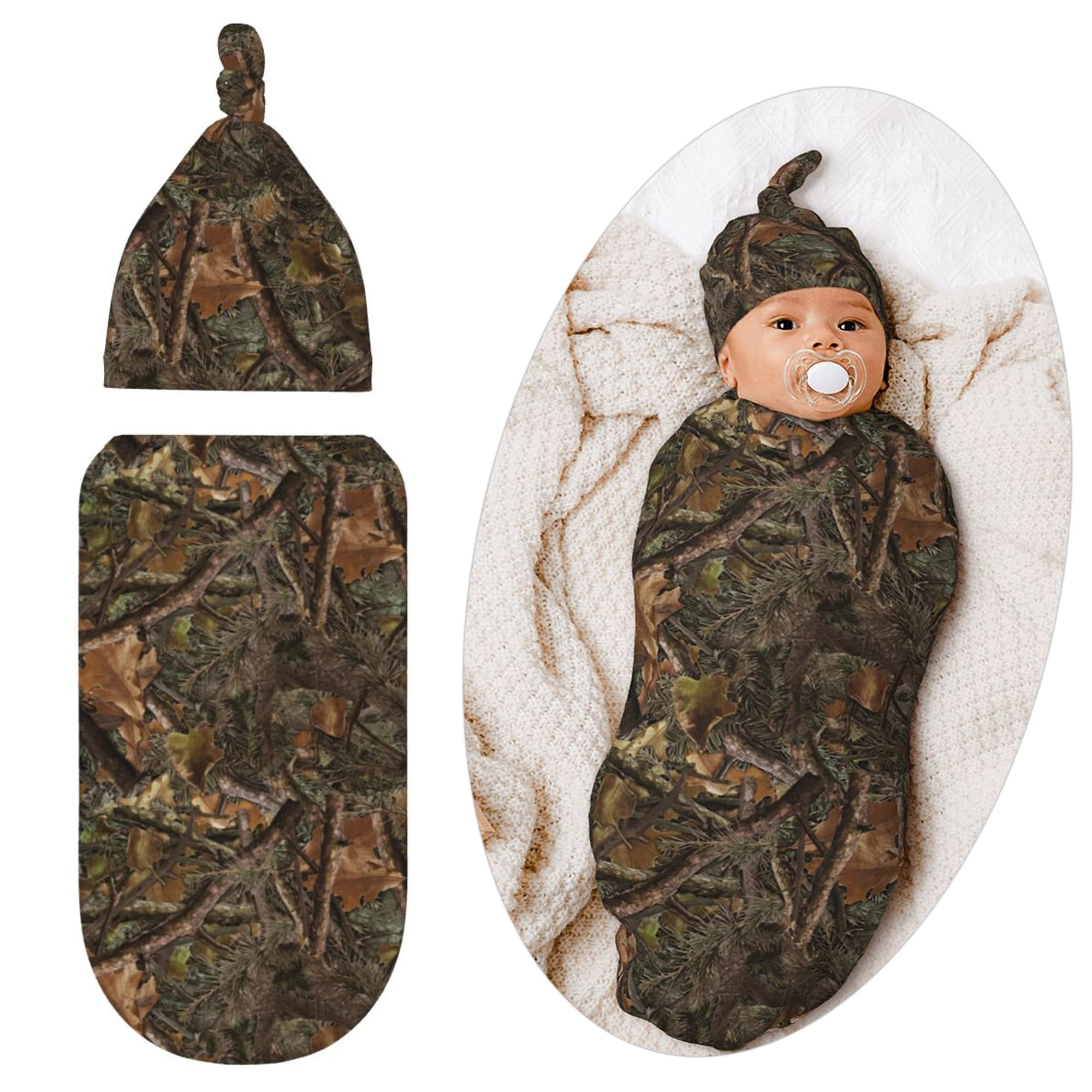 Camo Swaddle Blanket - Soft Baby Sleeping Bag for Newborns | Unisex Camo Swaddling Sack | Perfect for Nursery, Travel & Newborn Photography