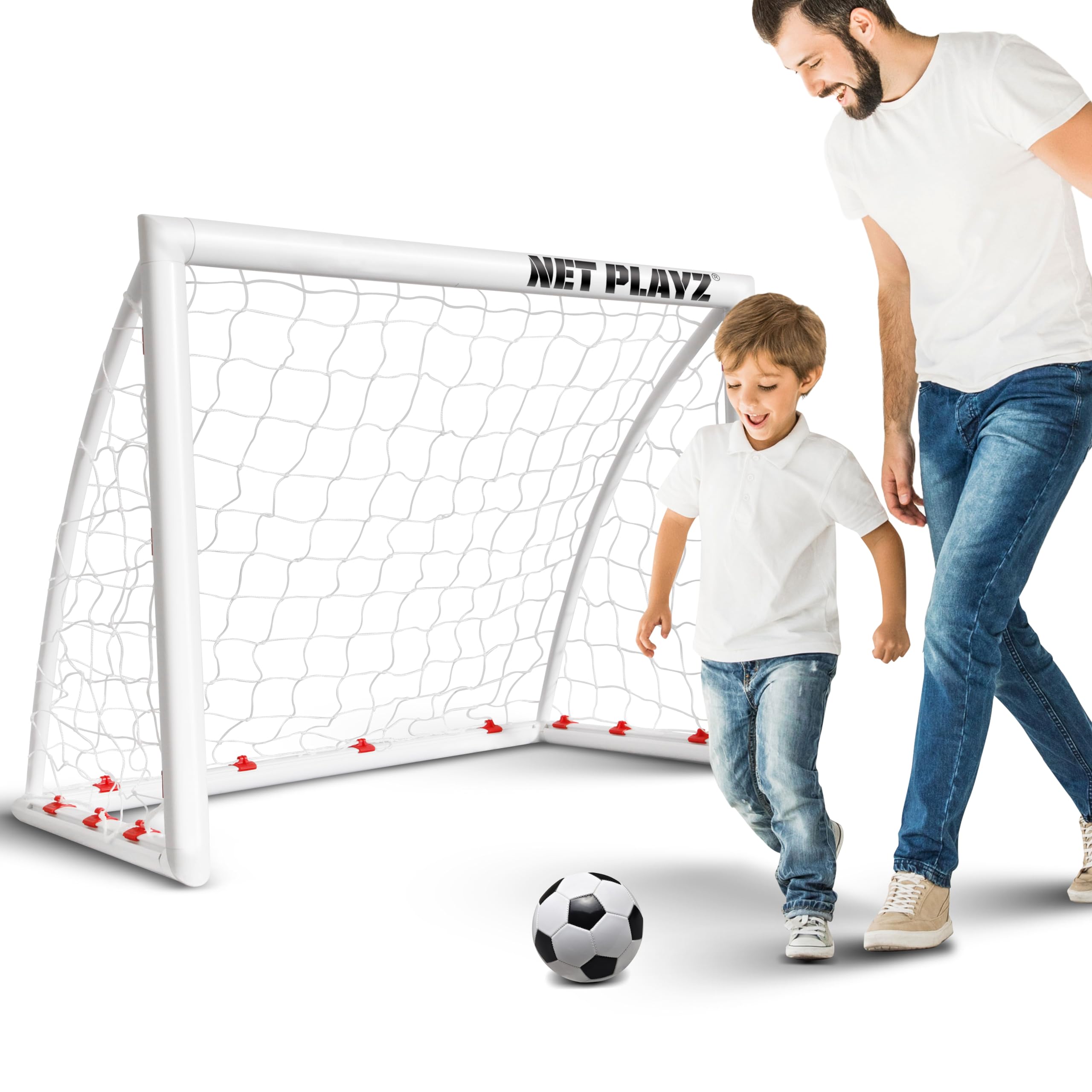 Portable 4'x3' Backyard Soccer Goal for Kids - High Strength Weatherproof Football Net with Quick Setup - Perfect Sports Gift for Boys & Girls Ages 3-14 - Ideal for Backyard Practice, Youth Training & Outdoor Play (White)