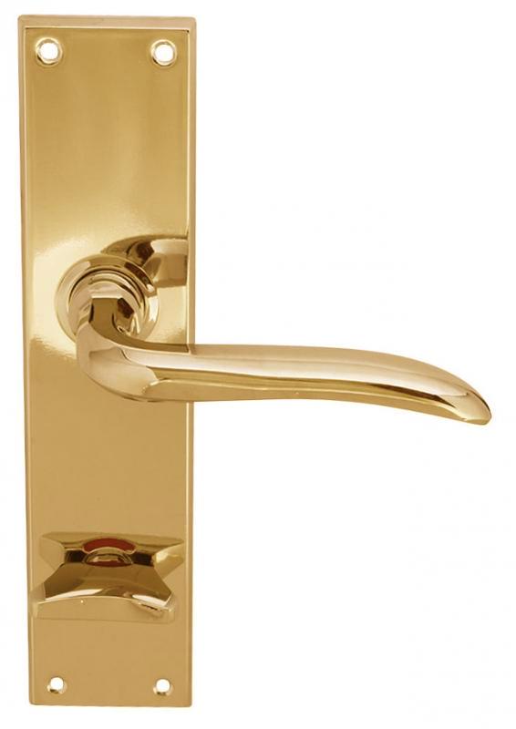 Long Brass WC Lever Handle with Toilet Sign - Durable Restroom Door Handle for Commercial & Public Bathrooms