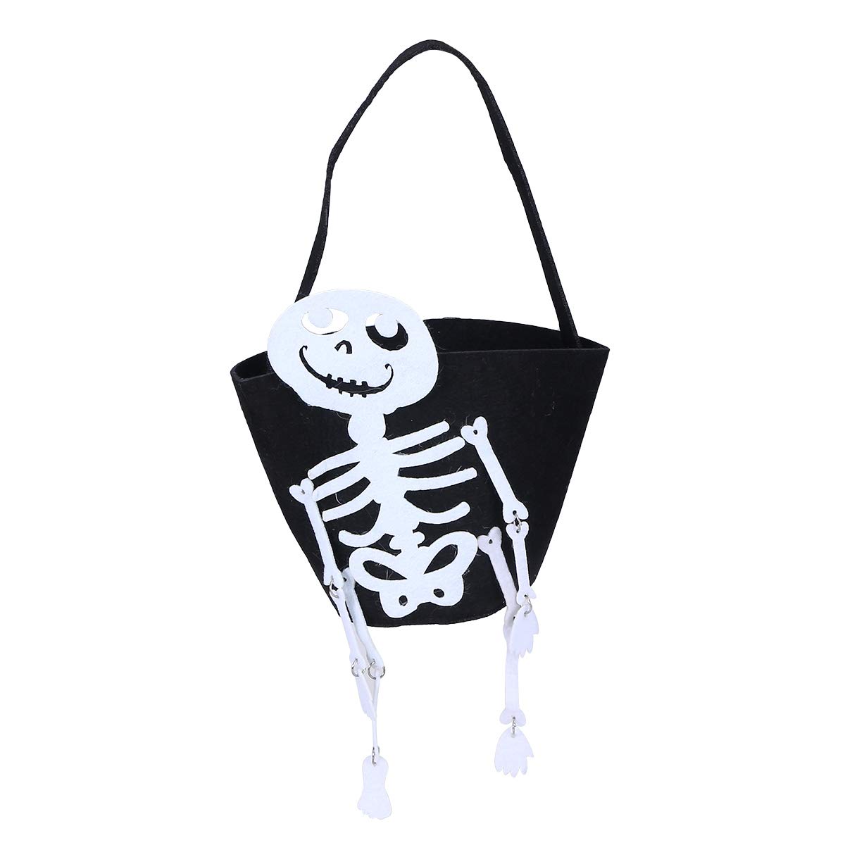 **Abaodam Black Skull Candy Bag - Halloween Trick or Treat Pouch, Party Favor Storage Tote, Felt Gift Bucket for Candy, Treats & Small Gifts - Perfect for Halloween Parties, Trick-or-Treating & Holiday Favors**