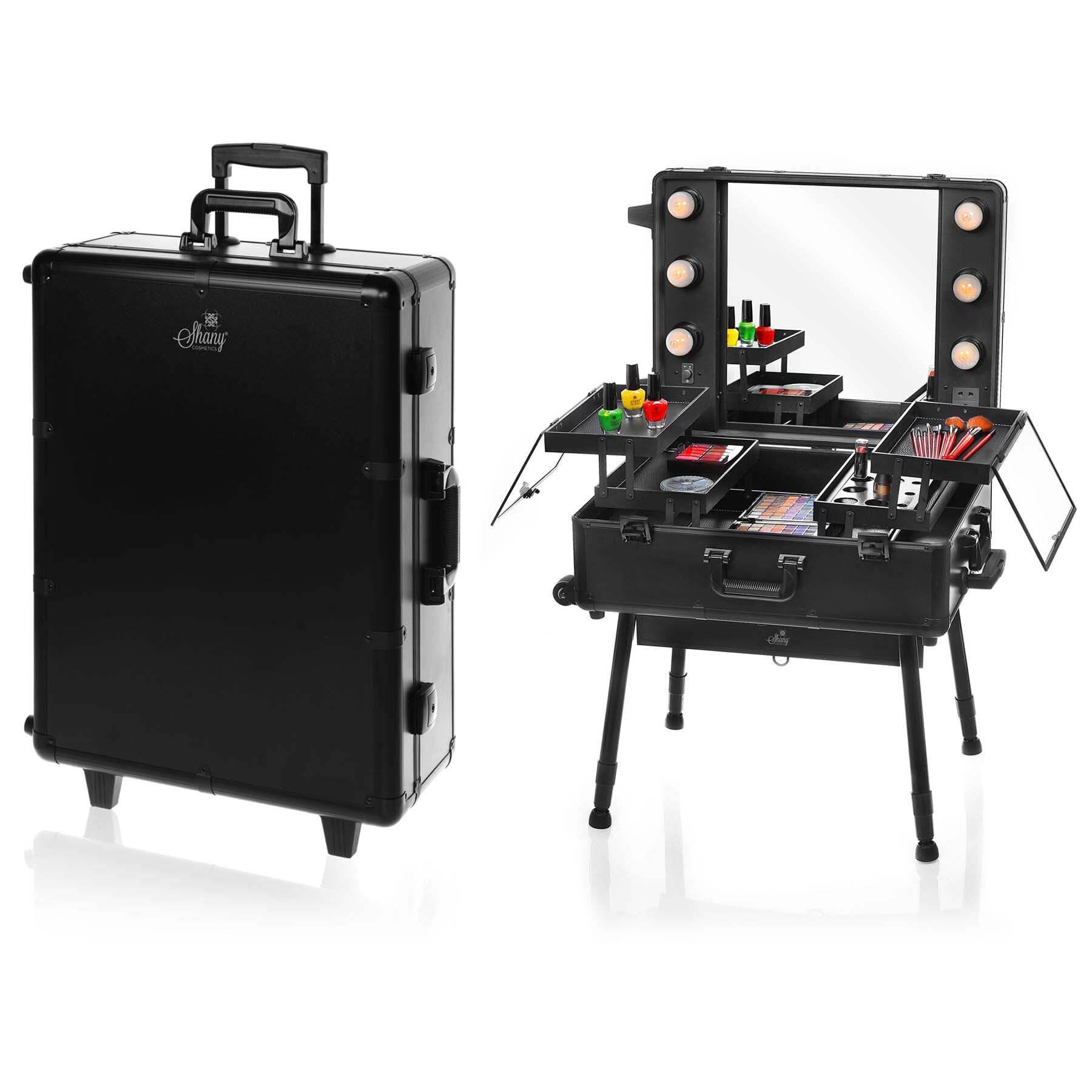 Professional Studio ToGo Wheeled Makeup Case & Organizer with LED Light - Portable Beauty Storage for Makeup Artists, Travel, Salon & On-the-Go Cosmetics Organization