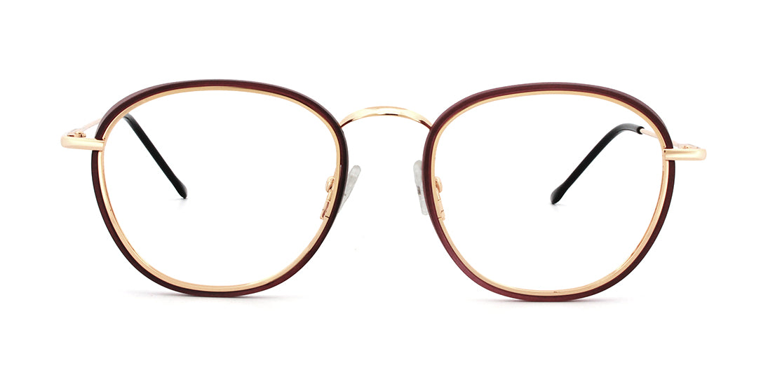 HLC018 Wine & Gold Reading Glasses - Stylish & Lightweight for Reading, Computer Use, and Daily Wear