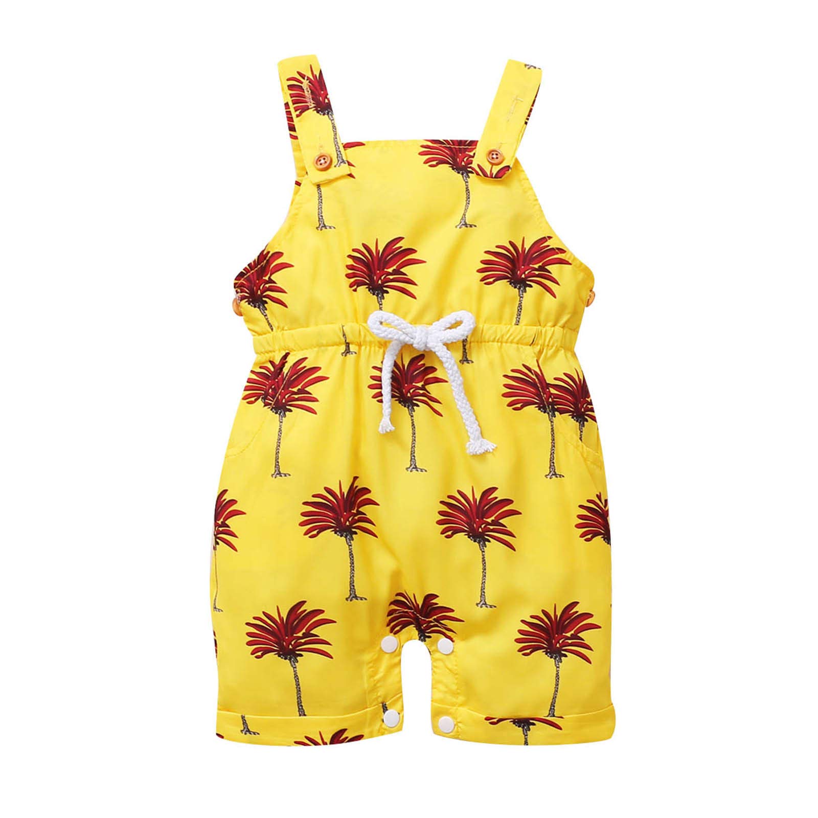 **Floral Printed Toddler Romper & Jumpsuit for Baby Girls - Yellow, 12-18 Months - Perfect for Playdates, Photo Shoots & Casual Outings**