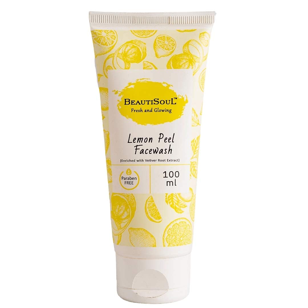 Beautisoul Lemon Peel Face Wash with Pure Lemon Peel, Vetiver Root & Aloe Vera – Gentle Daily Cleanser for Oily & Acne-Prone Skin (100ml) – Perfect for Morning & Night Skincare Routine