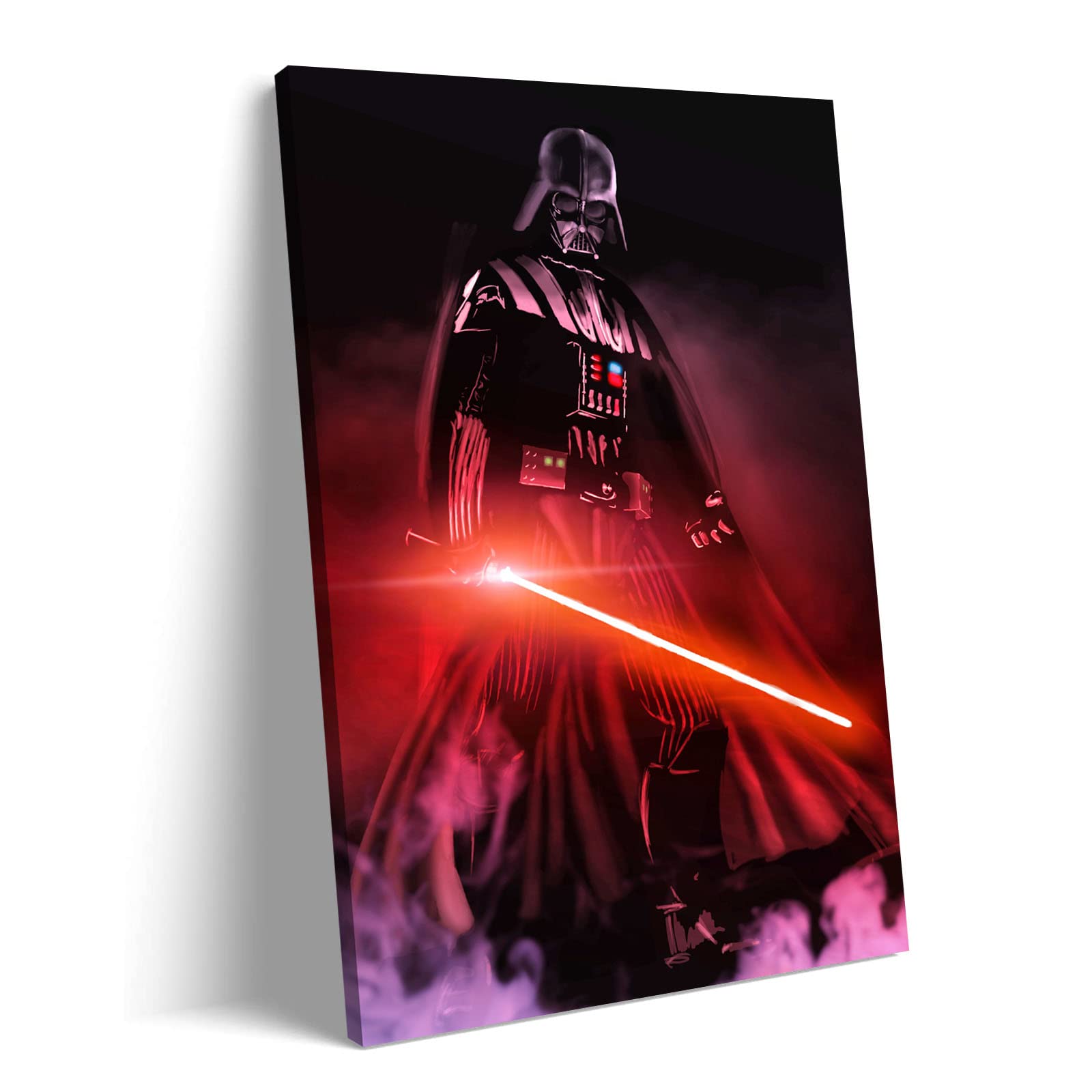 Darth Vader Lightsaber Canvas Wall Art - Star Wars Movie Poster Decor for Living Room, Bedroom, Office & Boys Room - Wooden Framed 24x36 Inch - Perfect Gift for Fans & Collectors - Home Theater & Game Room Decor