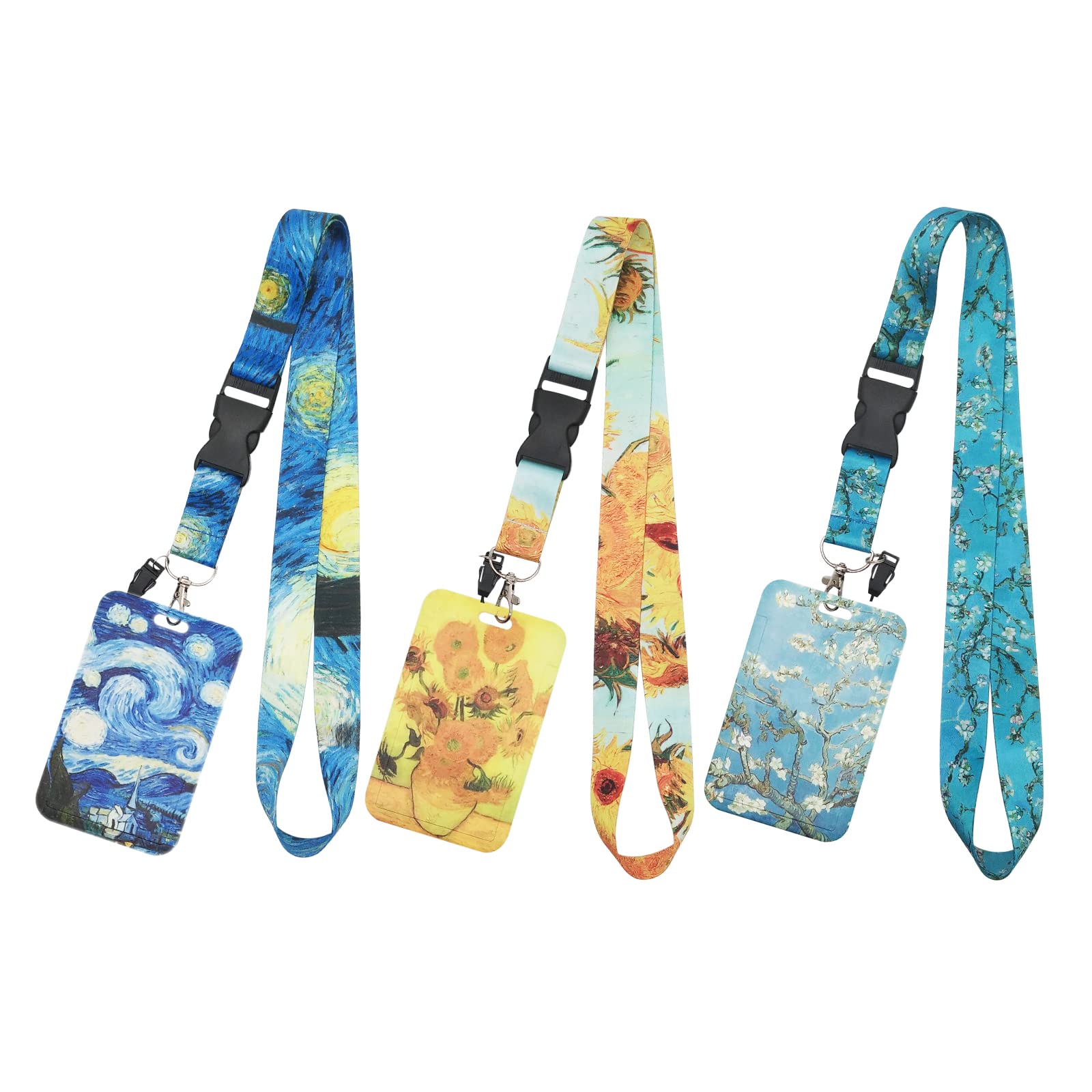 3-Pack Detachable Lanyard with ID Holder & Keychain - for Work, Events & Daily Use