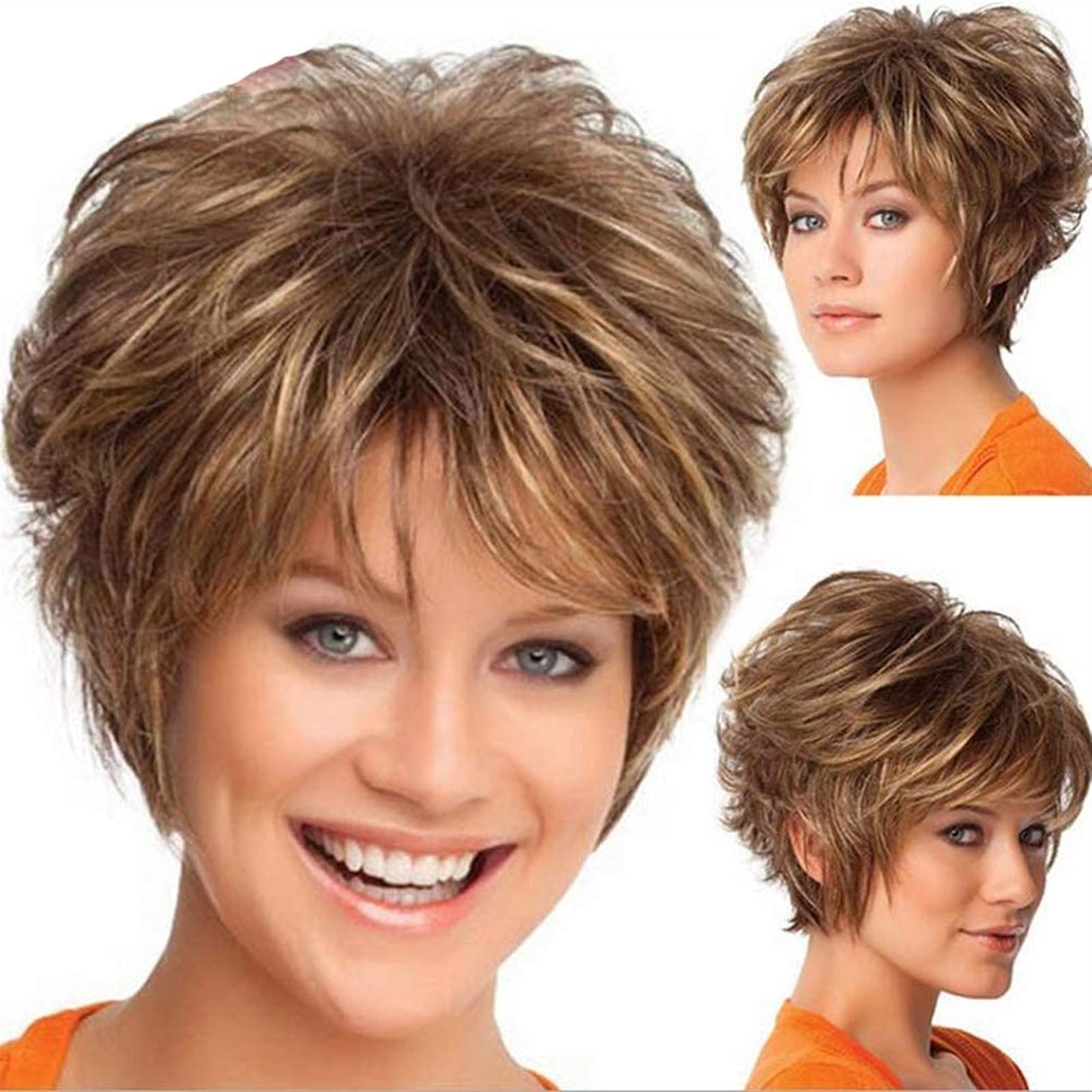 XZGDEN Brazilian Human Hair Wigs - Natural Looking Short Curly Blonde Wigs for Women, Rose Hairnet Full Wig with Soft Texture | Perfect for Daily Wear, Cosplay, Parties & Special Occasions