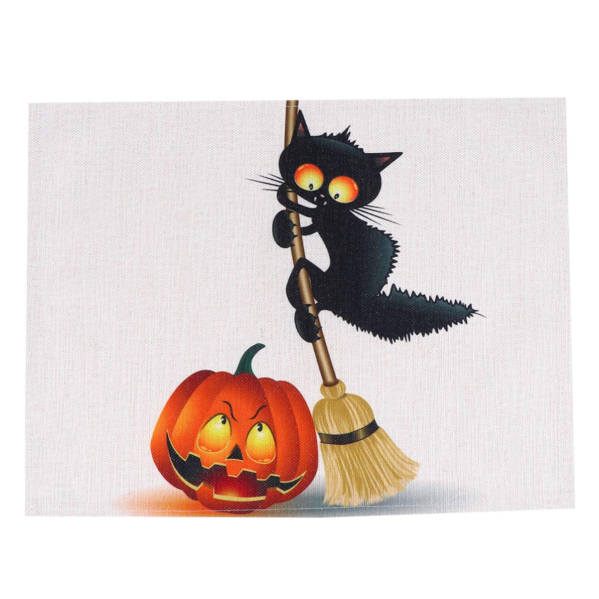 Hemoton Halloween Pumpkin Linen Placemats - Heat-Resistant Beige Table Mats for Dinner & Fall Decor - Perfect for Thanksgiving, Autumn Parties & Spooky Home Decor