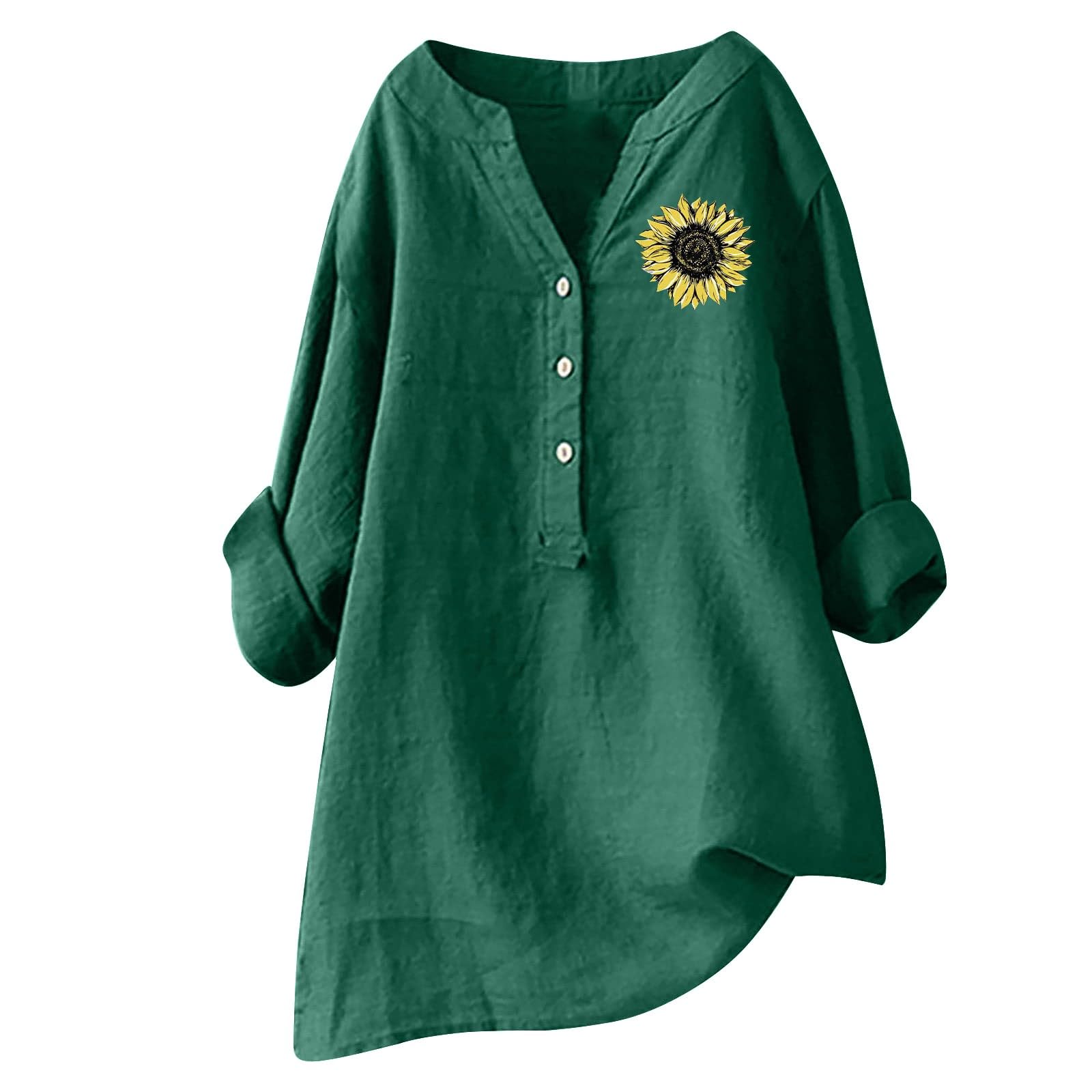 Women's Floral Blouse - Casual Button Down Collar Long Sleeve Shirt, Loose Ribbed Knit Tunic Top for Fall | Perfect for Office Wear, Date Nights & Autumn Layering