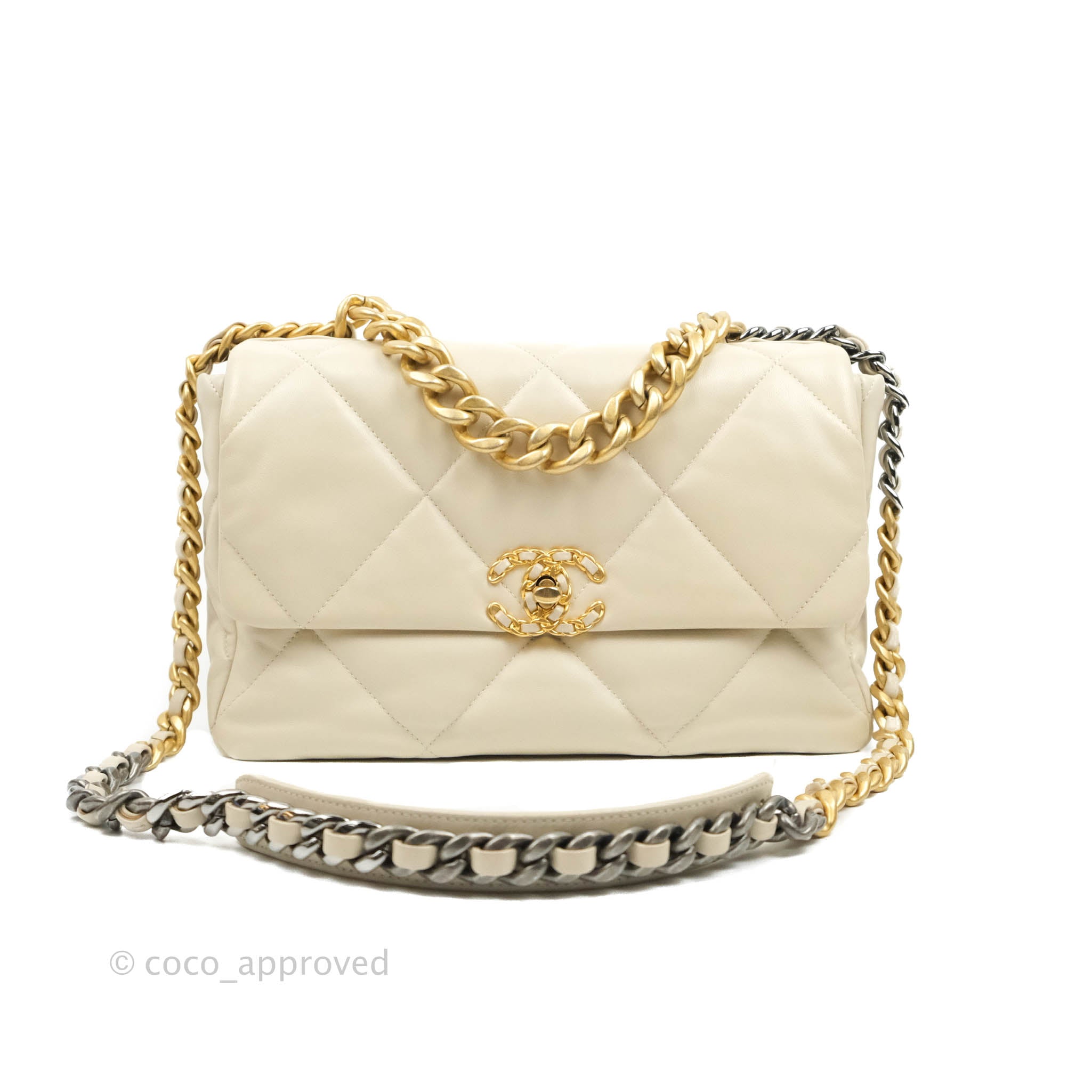 Chanel 19 Medium Flap Bag in Beige with Mixed Hardware - Luxury Designer Handbag for Women, Perfect for Work, Evening & Special Occasions