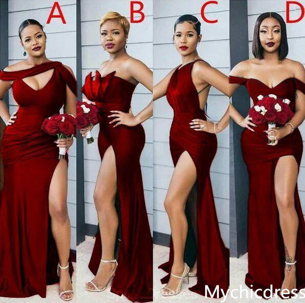 Elegant Burgundy Mermaid Bridesmaid Dresses for Weddings - Multiway Adjustable Straps & Flattering Fit - Perfect for Wedding Guest, Formal Events & Special Occasions