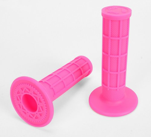 Pink Half Waffle MX Single-Ply Grips - Premium Motorcycle Handlebar Grips for Comfort & Control - Ideal for Dirt Bikes, ATVs, and Off-Road Riding