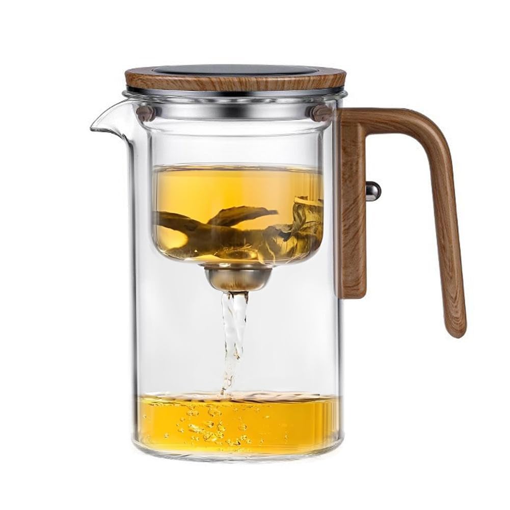 Enchanti Magic Tea Pot with Wooden Handle - Water Separation Glass Teapot for Loose Leaf Tea, Witchcraft & Herbal Brewing - Perfect for Tea Ceremonies, Meditation & Kitchen Witchcraft