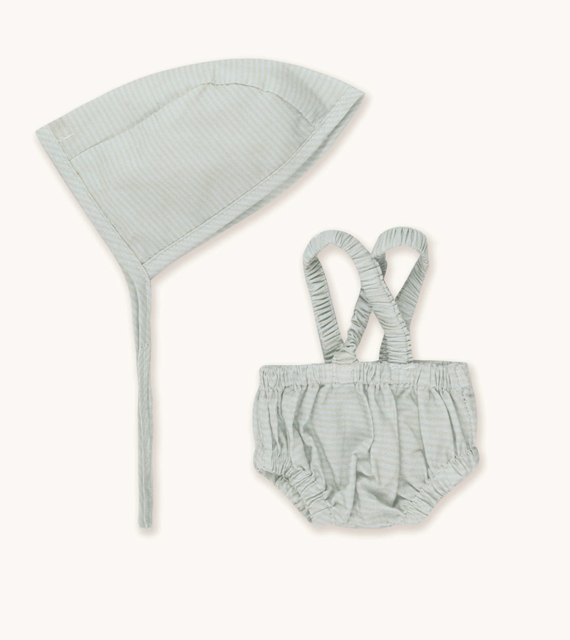 GOMMU Baby Girl Striped Bonnet and Romper Set - Soft Cotton Newborn Outfit for Photoshoot, Baptism, Birthday Party & Family Gathering