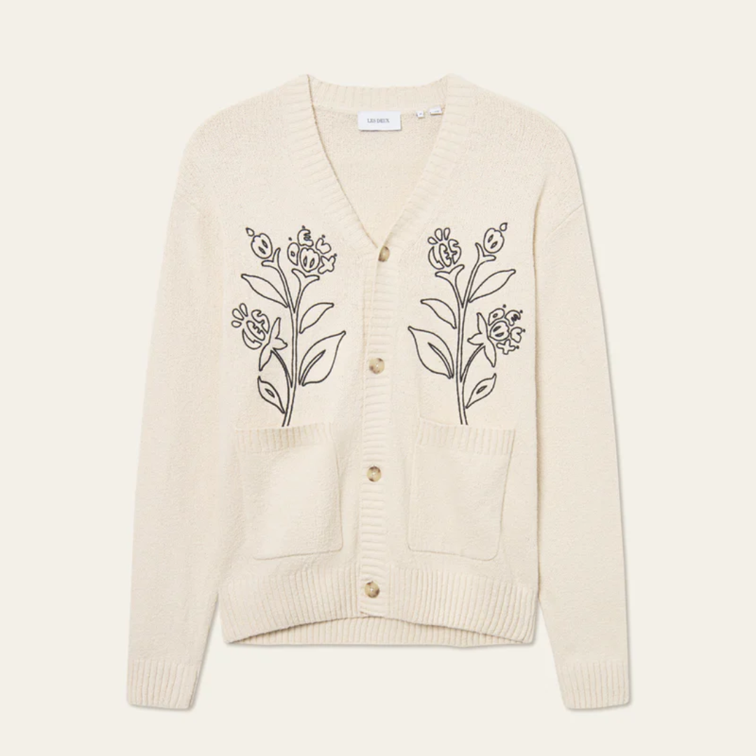 Stylish Brad Embroidery Cardigan for Women - Ivory Knit Sweater | Perfect for Fall Fashion, Casual Outfits & Office Wear