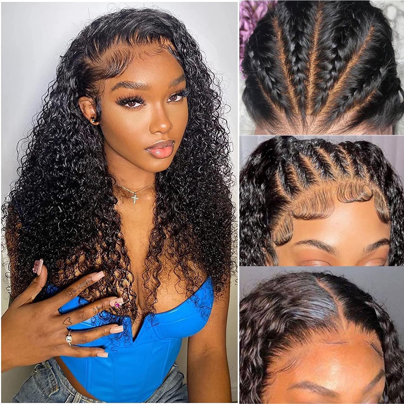 Oveflec 28 Inch 13x6 Lace Front Wigs Human Hair - 200% Density Deep Wave Virgin Hair Wig for Women, Pre-Plucked Natural Color, Breathable & Comfortable for Daily Wear, Parties & Special Occasions