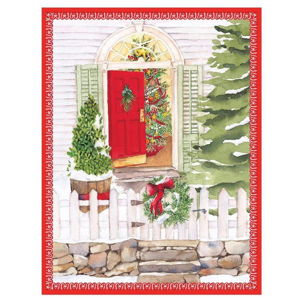Caspari Open Door Boxed Christmas Cards - Set of 15 Holiday Greeting Cards with Envelopes | Perfect for Holiday Wishes, Office Gifts & Festive Decorations