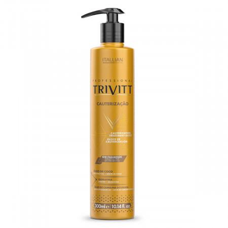 Italian Hair Tech Coconut Oil Trivitt 13 Cauterization Hydra Gloss Treatment 300ml - Professional Hair Repair & Shine for Damaged, Dry & Frizzy Hair - Salon-Quality At-Home Care
