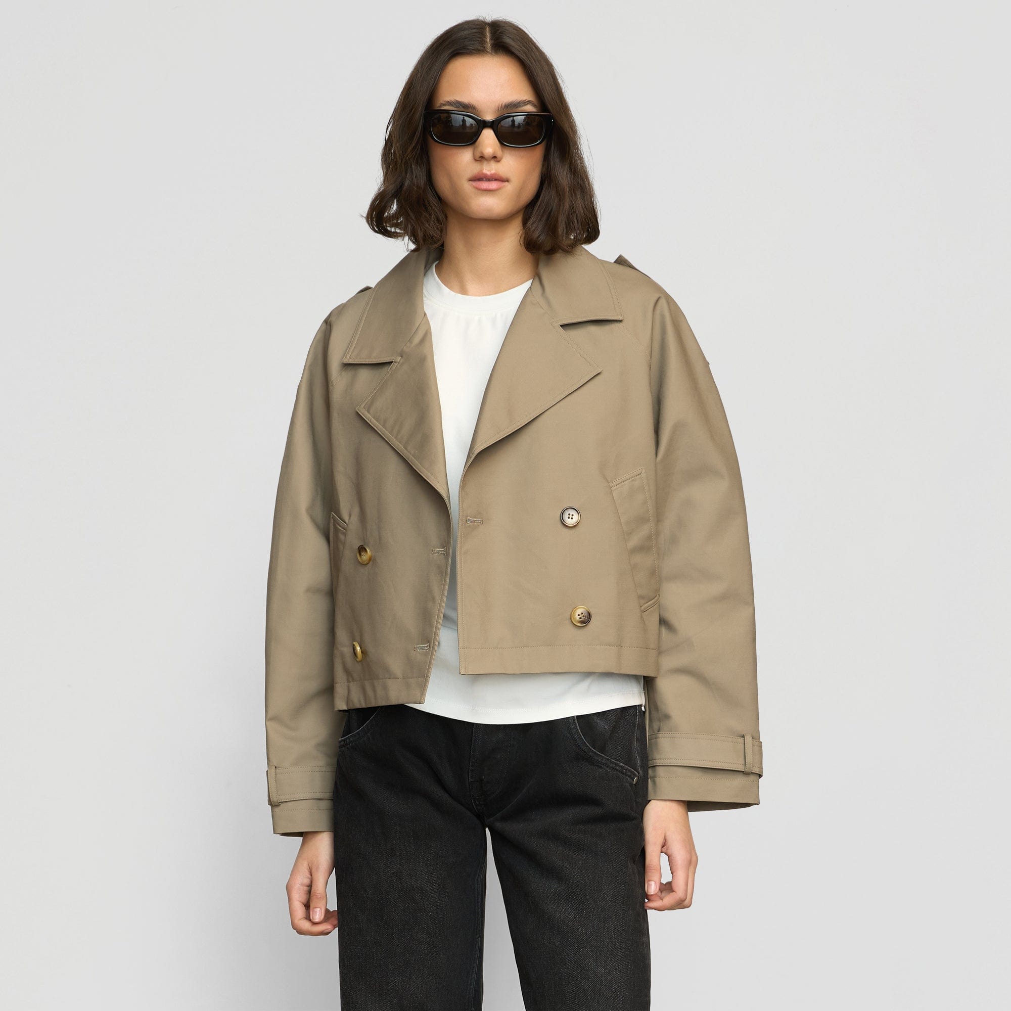 Luca Cropped Trench Coat for Women - Lightweight Waterproof Spring Jacket with Belt | Perfect for Office Wear, Travel & Outdoor Activities