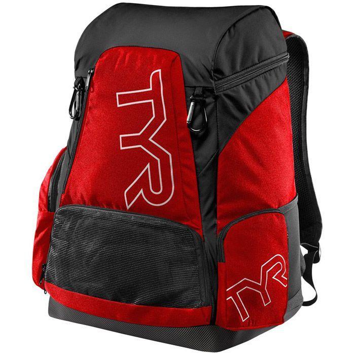 TYR Alliance Team Backpack 45L Waterproof Swim Bag - Red | Large Capacity Sports Backpack for Swimming, Gym & Travel | Durable Swim Gear for Athletes & Coaches