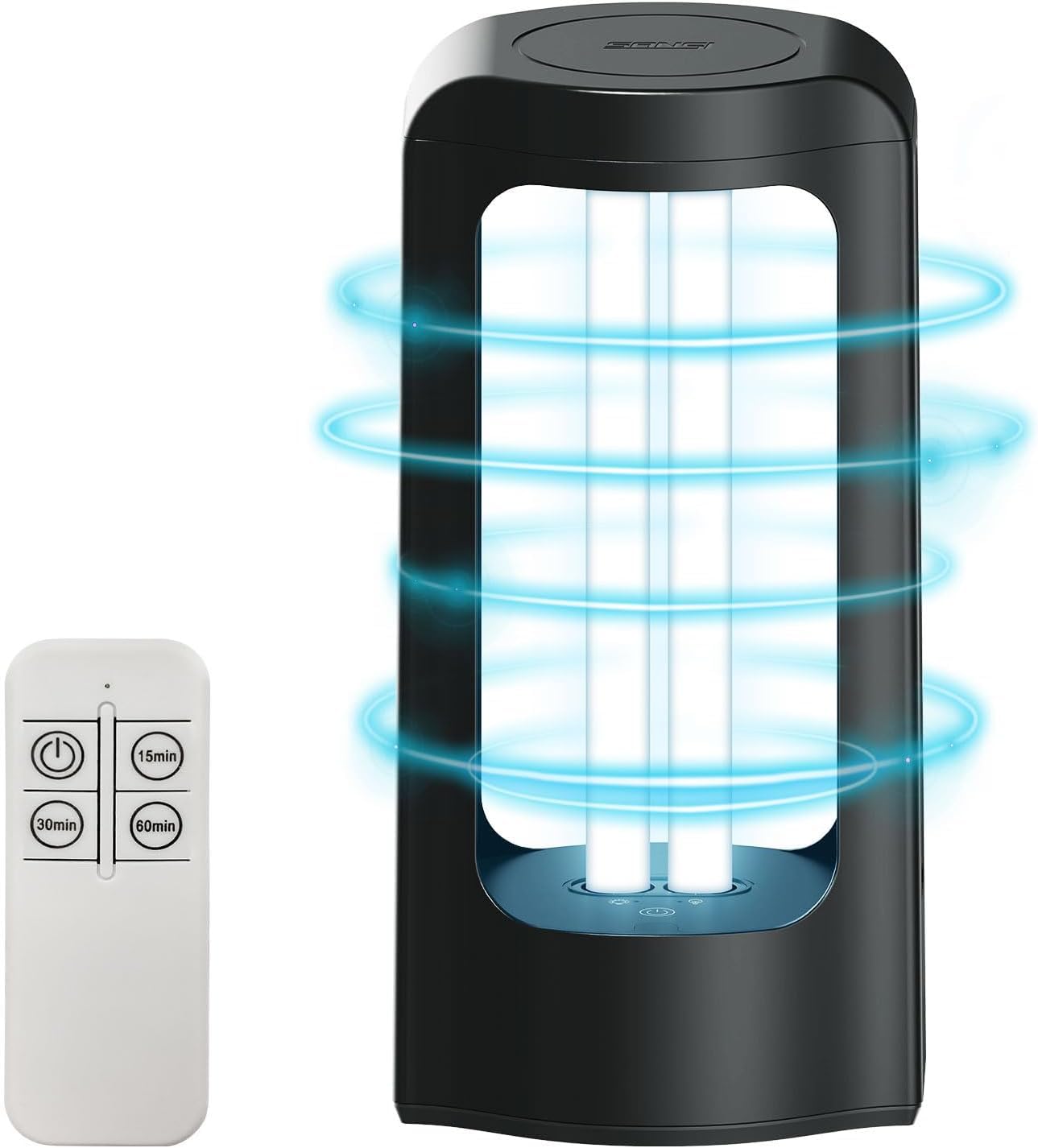 SANSI UV Sanitizer Light with Remote Control Timer - 99.99% UVC Disinfection Lamp 254nm Wavelength - 18W Portable Ozone-Free Sterilizer for Home, Office, Hotel - Eliminate Germs on Surfaces, Air & Personal Items